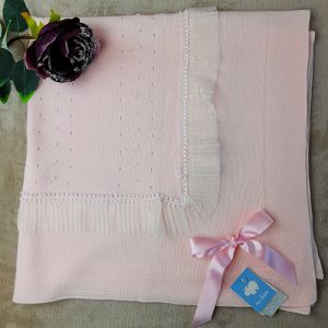 manta para bebé cor rosa com laço mac ilusion 7289