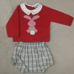 conjunto para bebé camisola malha e tapa fraldas 7429 cor rojo
