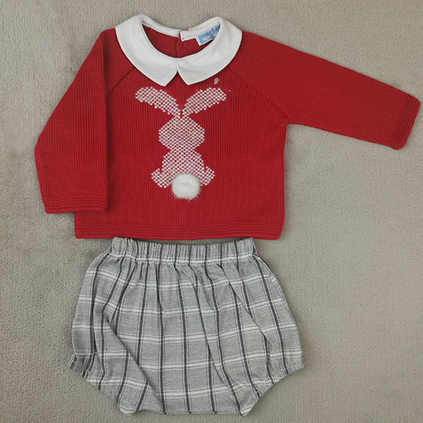 conjunto para bebé camisola malha e tapa fraldas 7429 cor rojo