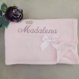 manta polar para bebé na cor rosa bebé personalizada