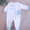 babygrow personalizado branco e azul de algodão para bebé