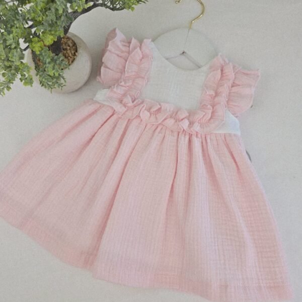 Vestido em musselina com laço Tam 3meses